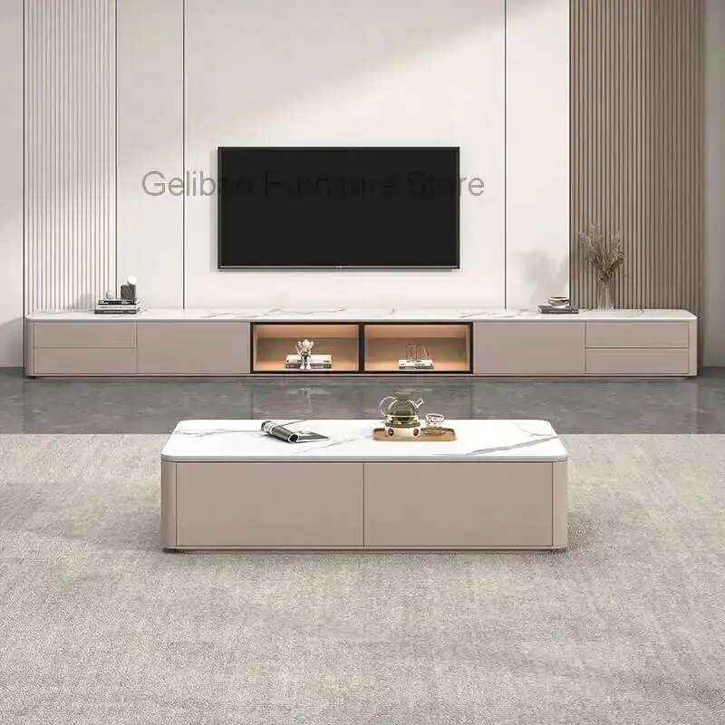 

Simple Modern Nordic Rock Panel TV Cabinet Rounded Corner Design Furniture Fireplace TV Stand Storage Mueble Furniture Home