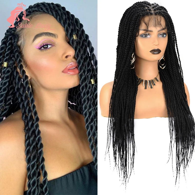 

Synthetic 36" Braid Wig Lace Wigs Twist Braids Hair Wig Braiding Hair Box Braids Full Lace Wig Twisted Braid For Black Women