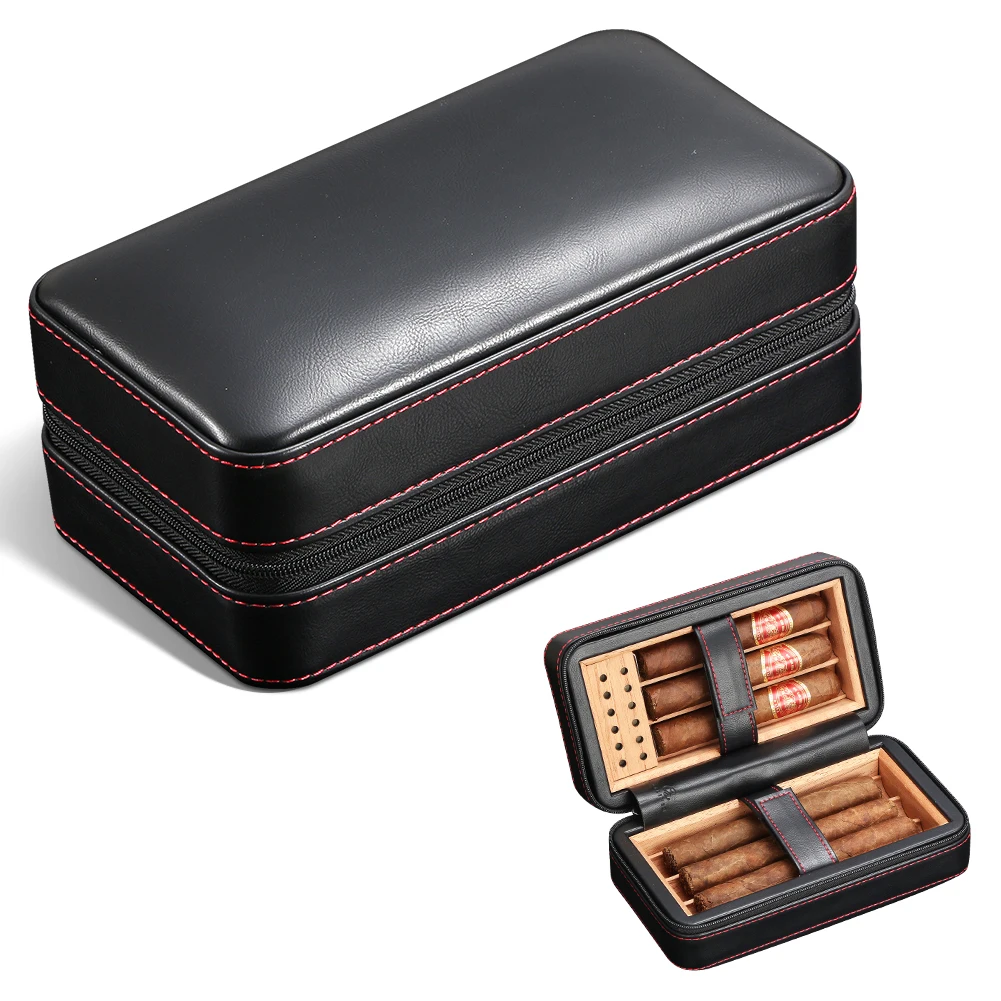 GALINER Portable Cigar Humidor Puro Box Cedar Wood Case With Humidifier Cigar Humidity  Humidor Leather Cigar Case Luxury