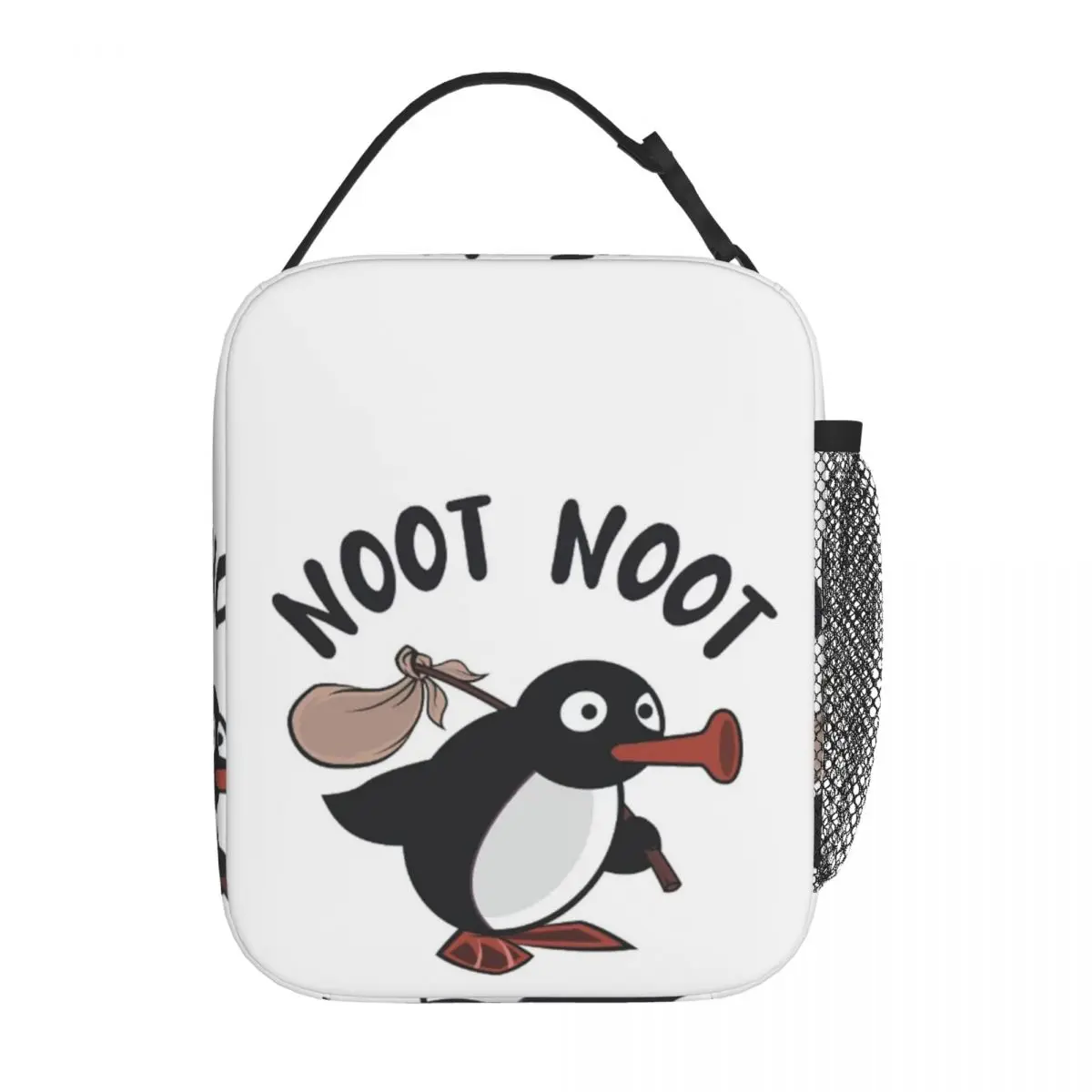 Cute Pingu Penguin Fishing Insulated Lunch Bag for Women Kids Portable Food Boxes Thermal Lunch Box Tote