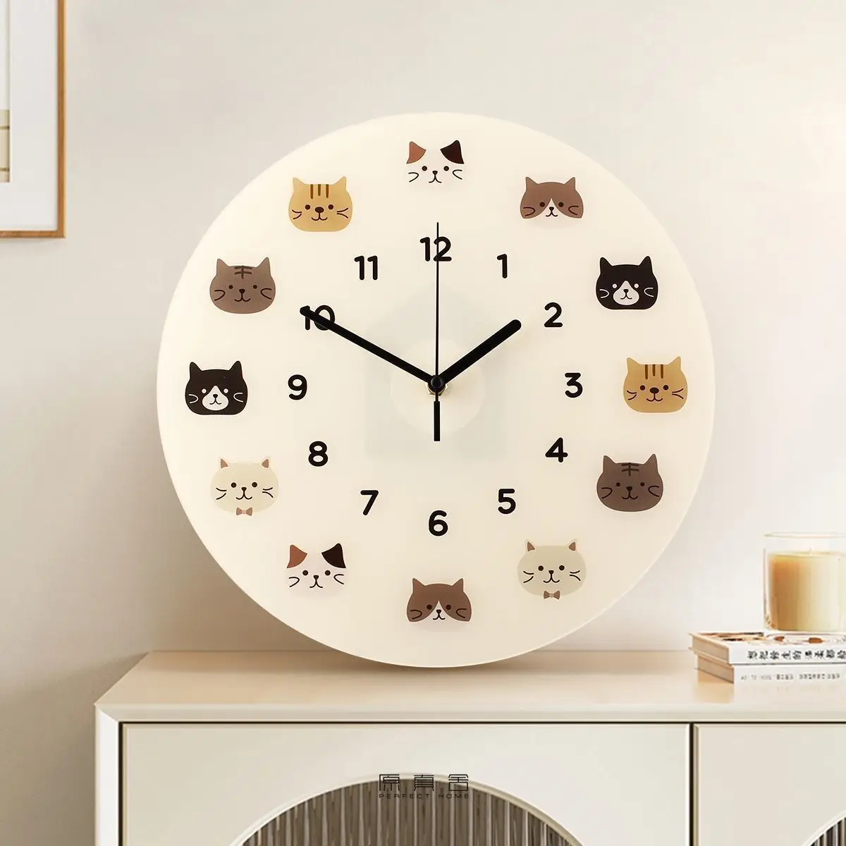 2025 Cute Cat Wall Clock - Silent Non-Ticking Nursery Decor for Kids Room &Living Room Whimsical Cartoon Design&Battery Operated