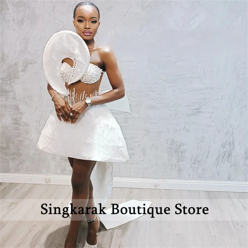 

Black Girl Short Prom Dresses Luxury Crystals Pearls Beading Senior Cocktail Party Gowns For Birthday Party Gown Customized