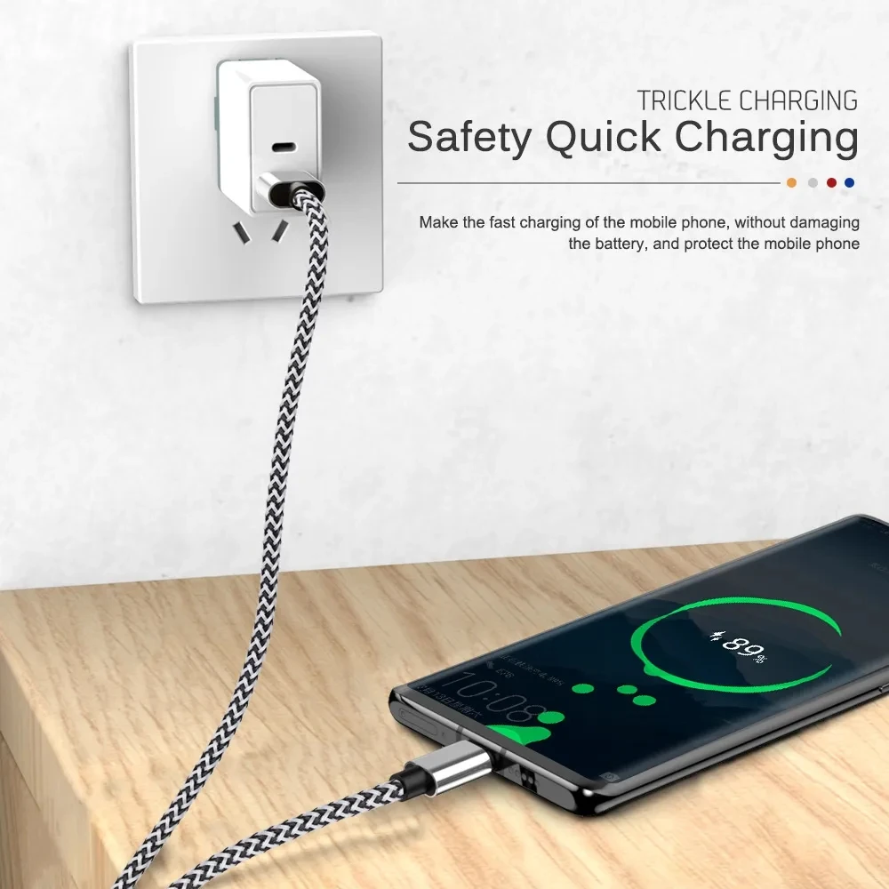 USB Typ C Kabel Schnelle Lade Batterie Ladegerät Draht Gewebt Nylon Datum Kabel 1M 2M 3M Handy Ladegerät Für Samsung Huawei – Detail 3