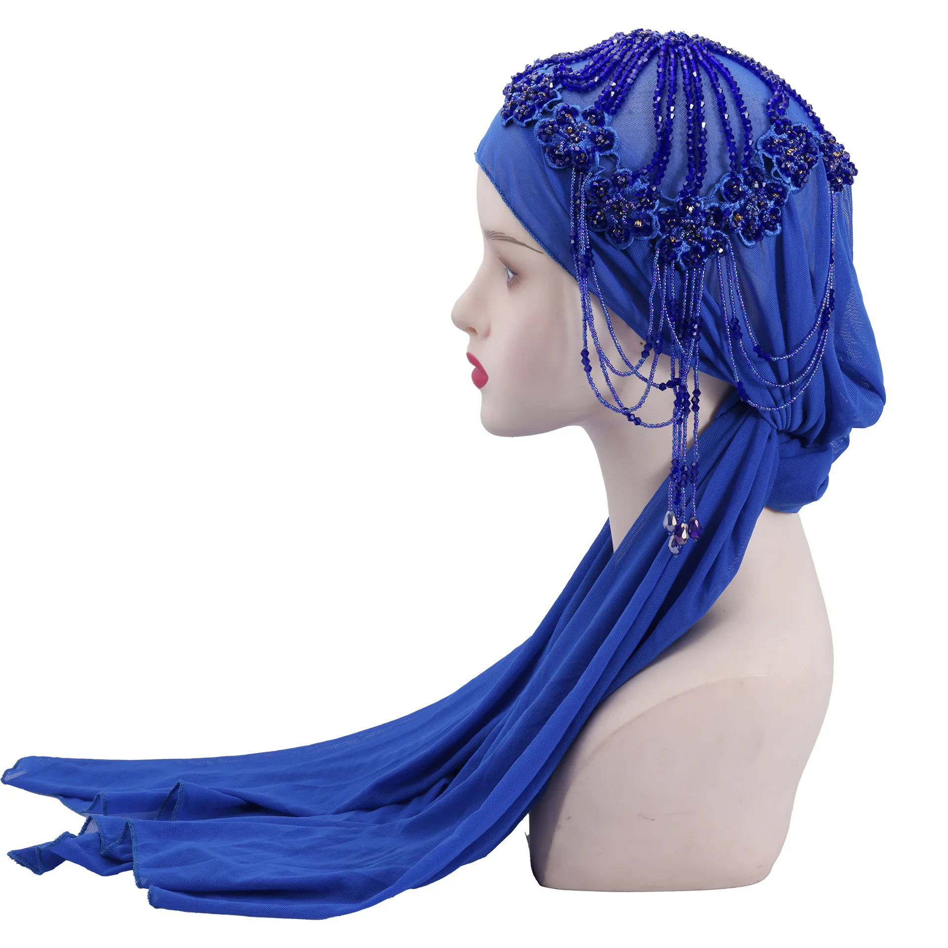 

Новый модный элегантный тюрбан с кисточками и бисером, женские шали Амира, платок, арабские шарфы, идеально подходящие для свадебной вечеринки, шляпа