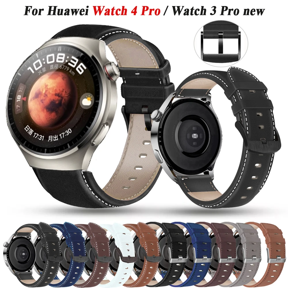 Watch4 22mm Leather Sport Strap For Huawei Watch 4 Pro GT 2 GT3 SE 46mm Smartwatch Band Bracelet Huawei GT2 Pro Wristband Correa