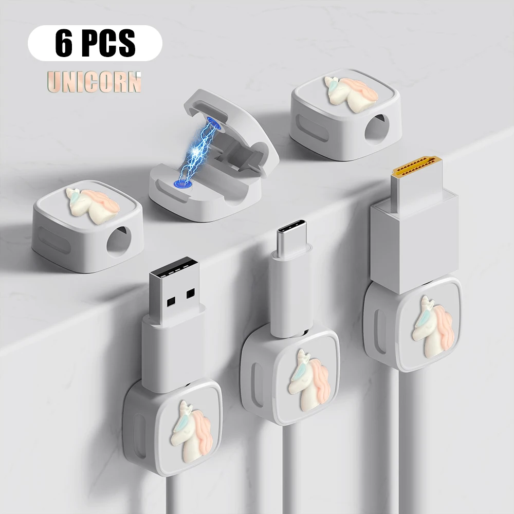 【UNICORN】Magnetic Cable Clip Cable Holder,Adhesive Wire Keeper Cord Cable Organizer ,Usb Charging Line Winder Office Desktop