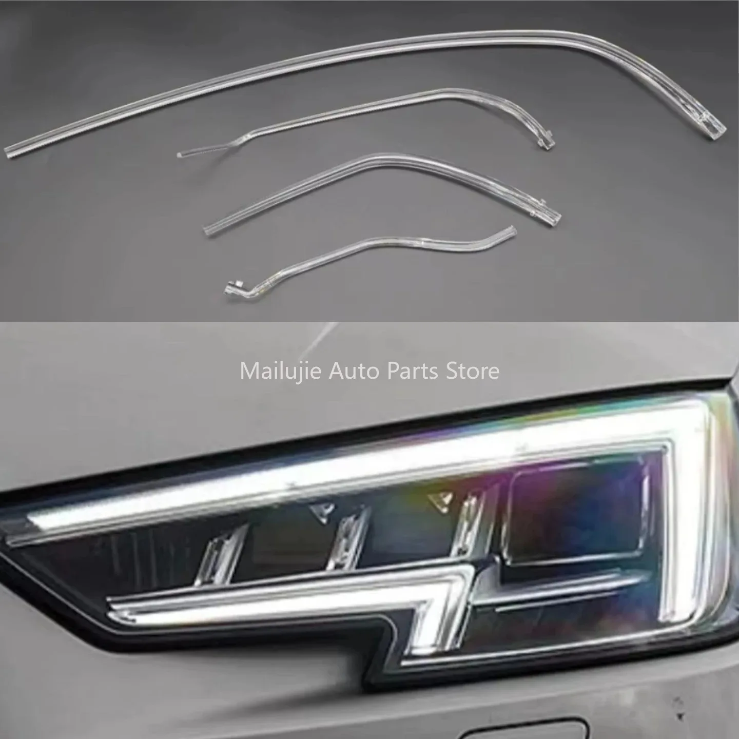 NEW For AUDI A4 B9 PA B10 2017 2018 2019 Headlight DRL Tube Light Bars Acrylic Tube LED Fiber view 2