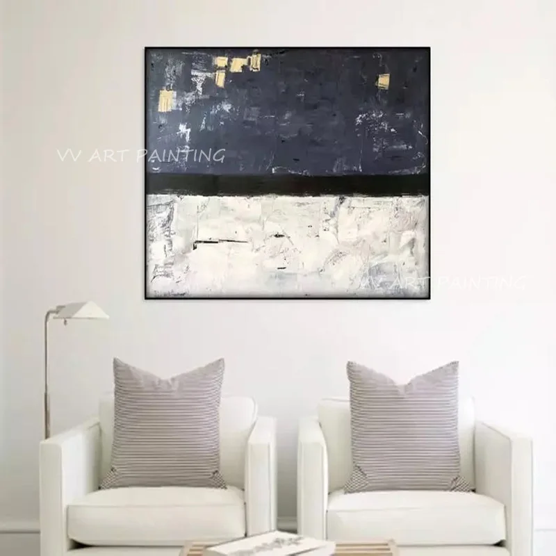 

100% ручная работа, картина маслом на плотном холсте, серо-белый пейзаж, настенное украшение, произведение искусства для декора.