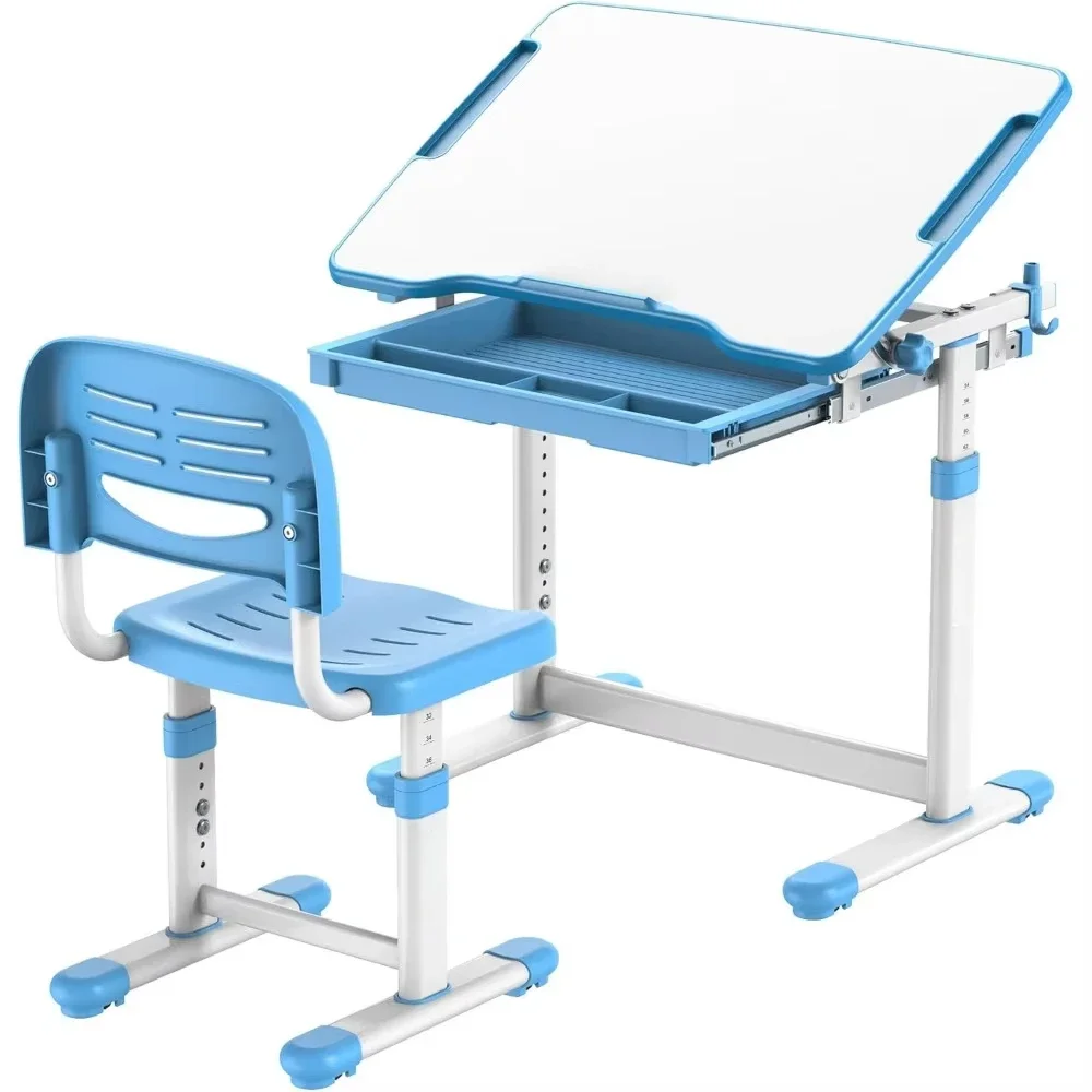 

Kids Desk and Chair Set, Height Adjustable Sturdy, Girl Desk, Kids Art Desk, Kids Study Desk and Chair Set for Boys, Home School
