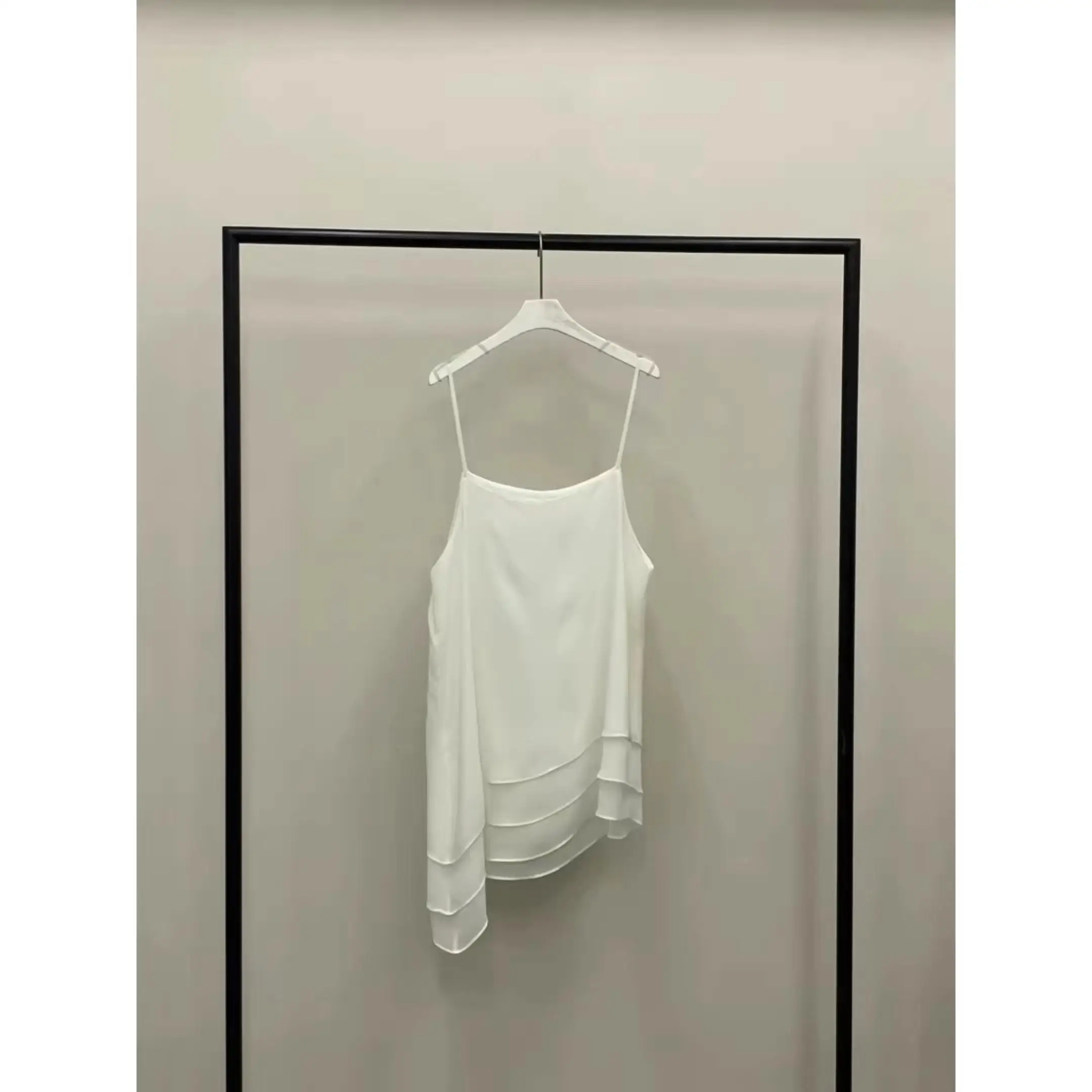 Summer 2026 Double Layer Loose Casual Sweet Anti-Aging Slimming Versatile Korean Style Thirteen Rows Single Color Halter Top