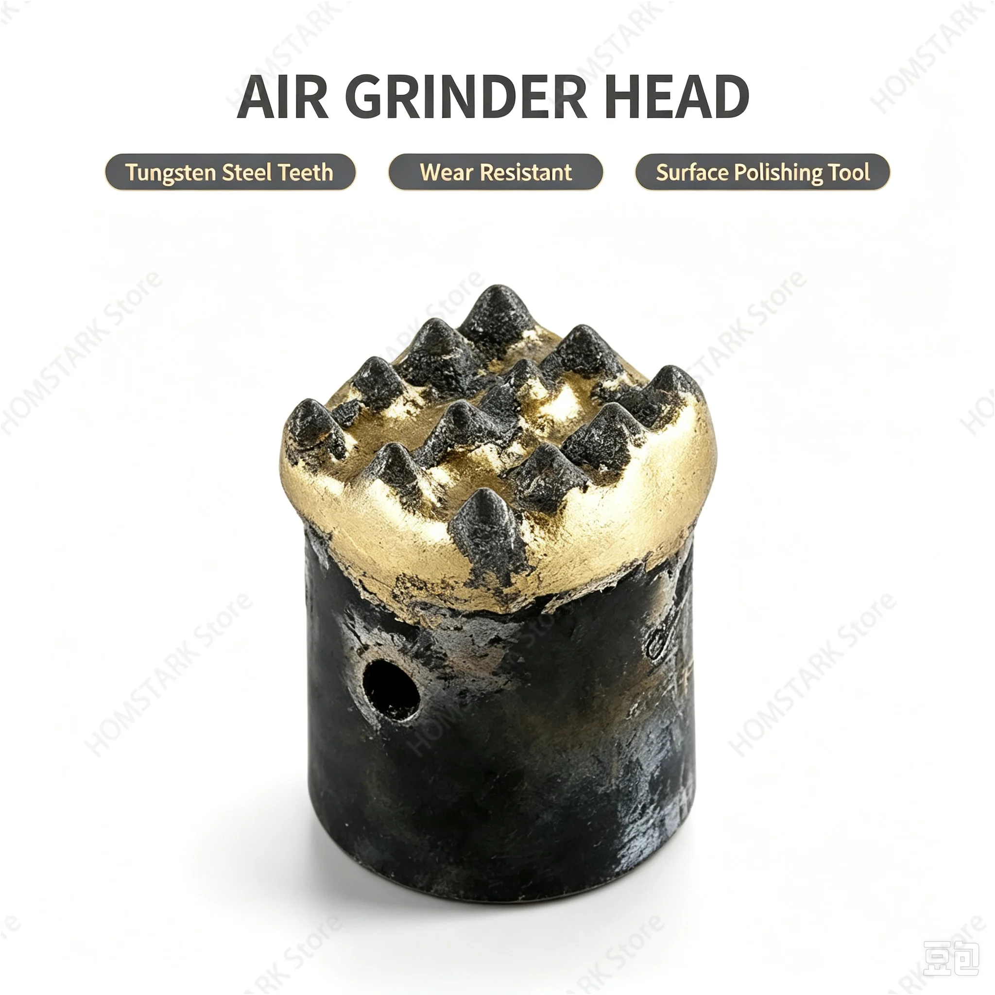 Pneumatic Bush Hammer Tip, Alloy Head for Air Scabbling Hammer, Concrete Stone Litchi‑Surface Chipping Construction Accessory
