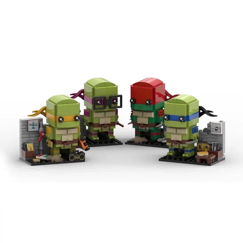 MOC-151457 Movie Merchandise Ninja Turtle Building Blocks Square Head Figures Small Particle Assembly Model Children's Toy Gift