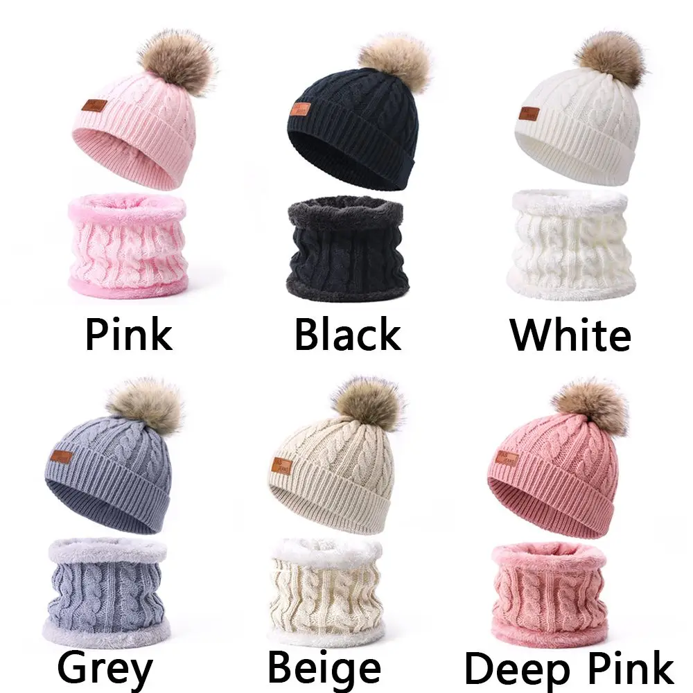 الشتاء الرقبة أدفأ فتاة بوي قبعات التزلج قبعة صغيرة وشاح قبعة متماسكة وشاح الأطفال #5