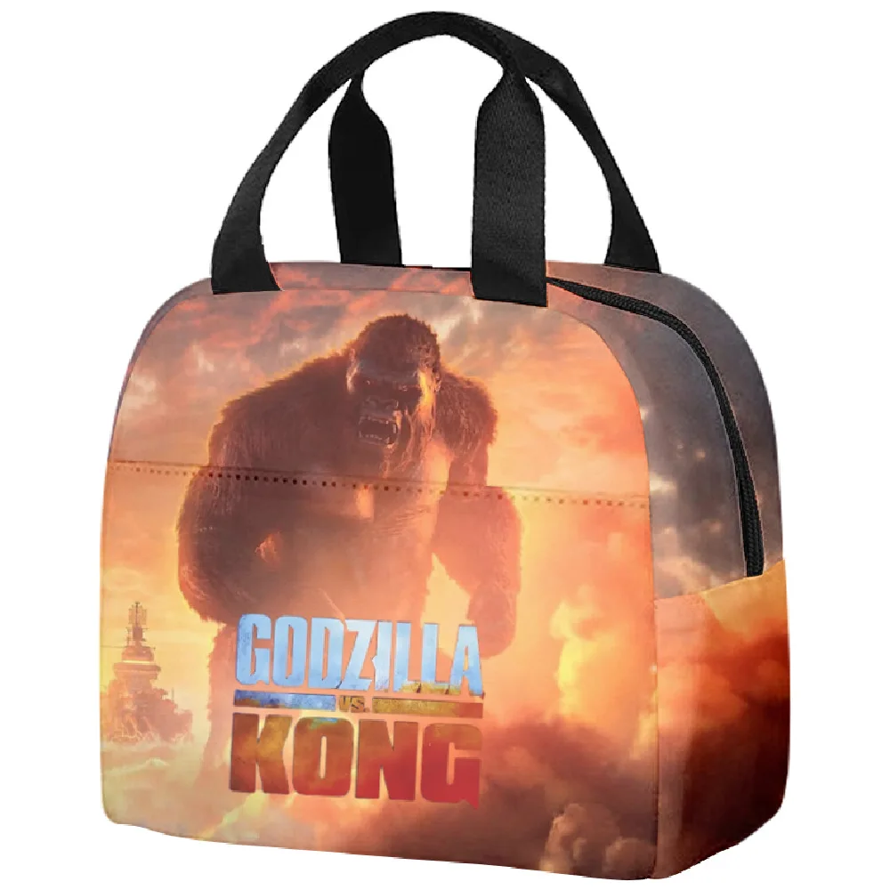 Godzillas VS KingKongs Lunch Bag Anime Monster Action Figures borsa per isolamento termico School Office Bento Food Pouch regalo per bambini