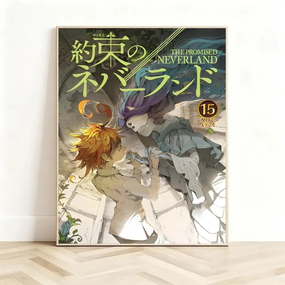 Suspense Anime T-The Promised Neverland Poster Classic Self-Adhesive PP Wall Sticker for Living Room Bar Decor Gift