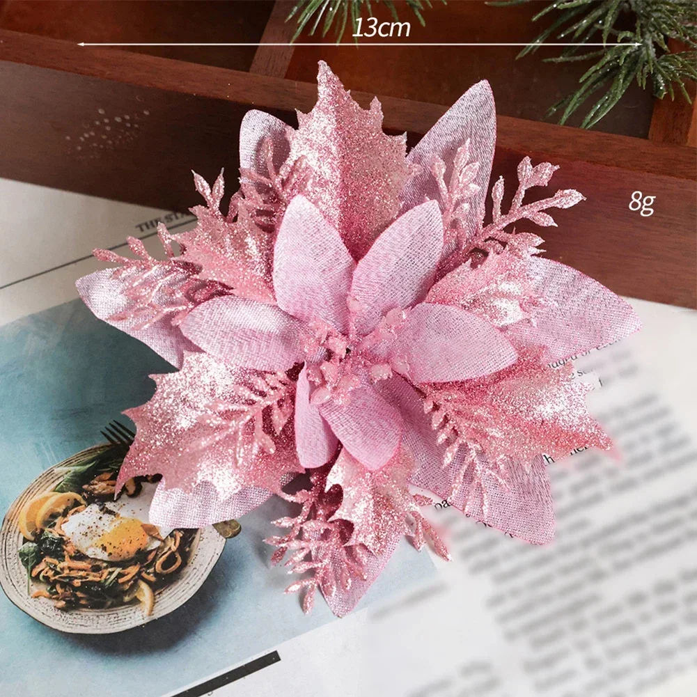 Aesthetic Touch Pack of 10 Sparkling Artificial Flowers Perfectly Crafted for Seasonal Decorations on Trees or Wreaths