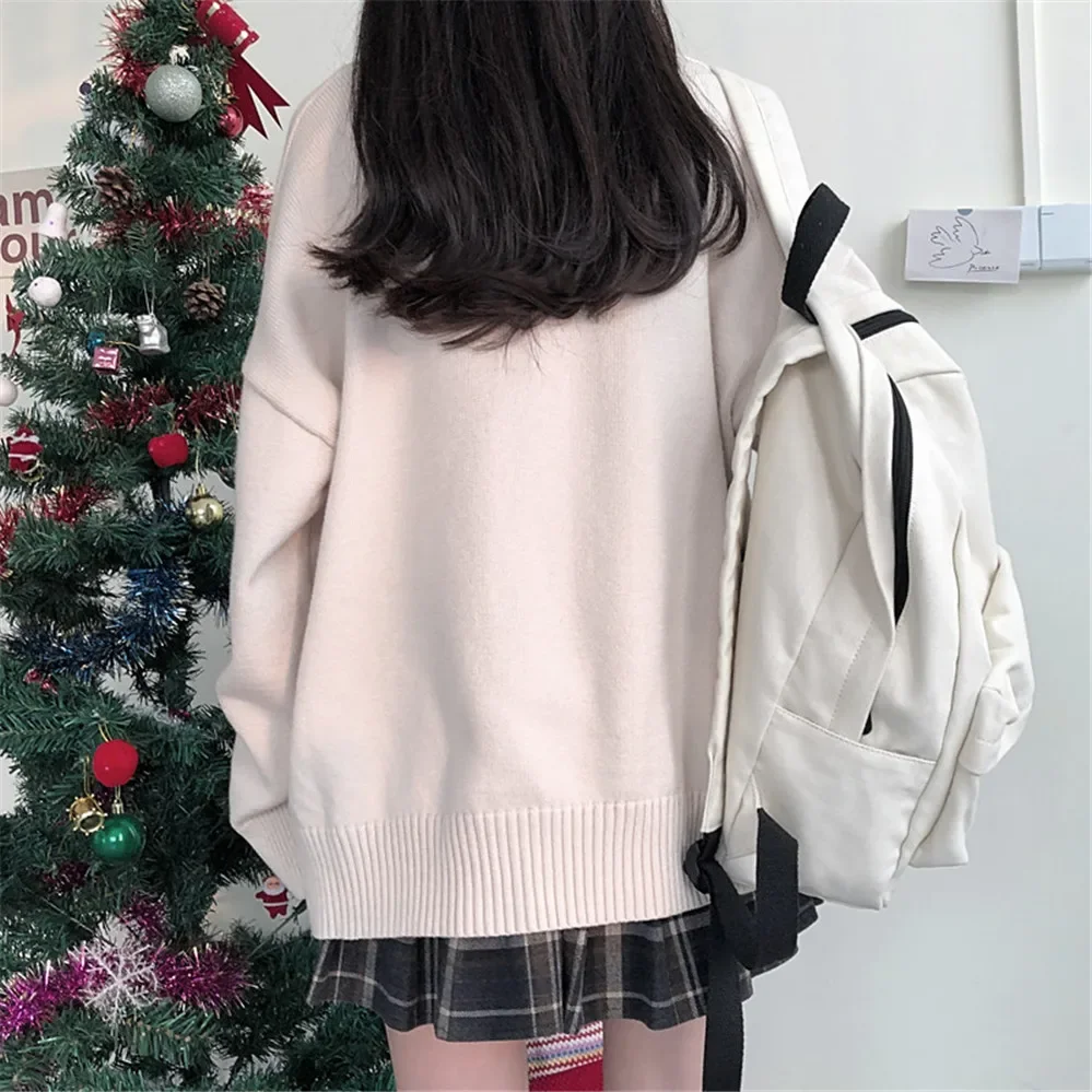 BSDFFO Fashion College Loose V-neck Cardigan 2021 New Sweater Female Outer Wear Sweater Coat Japanese School Uniform ZY6090