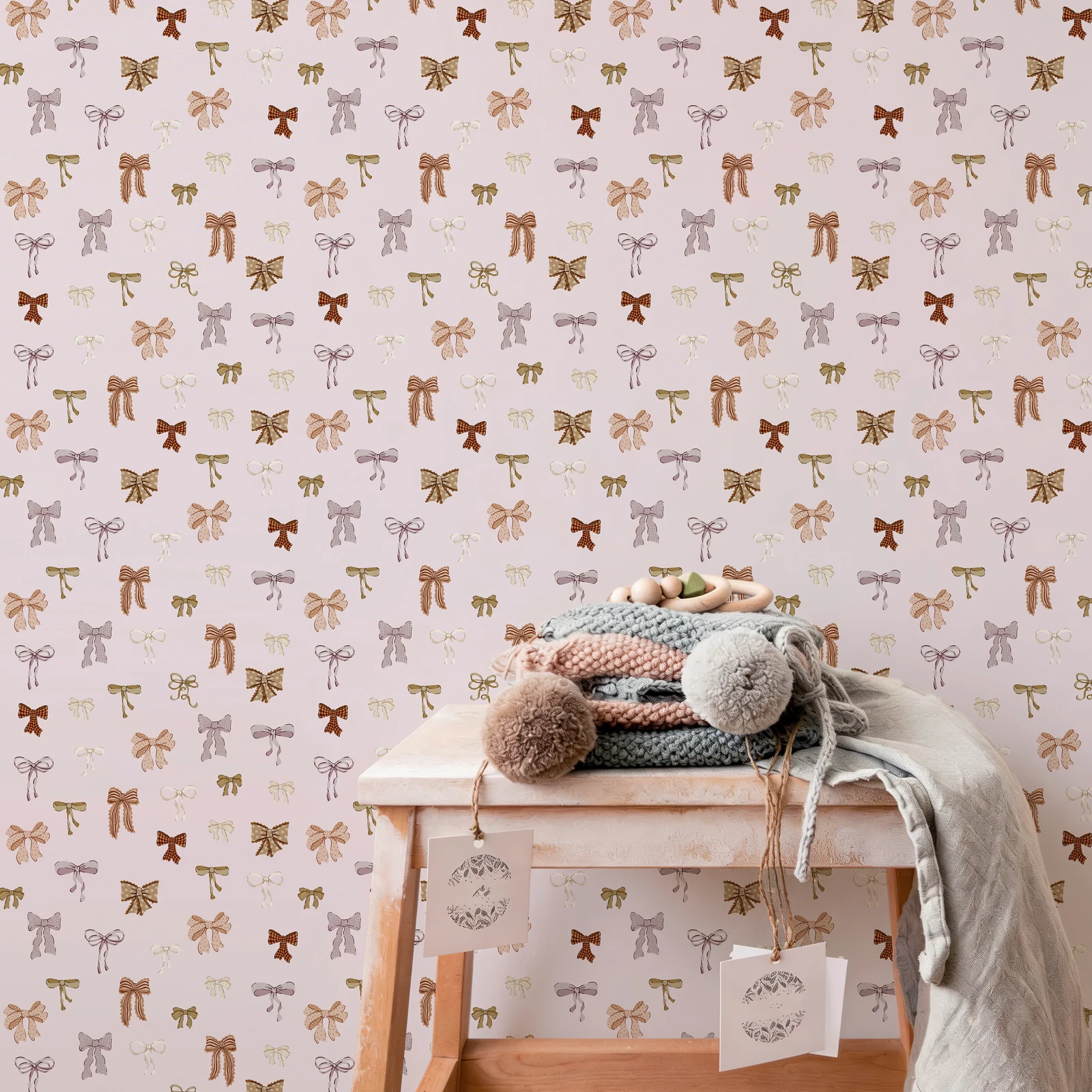 

Cute Pink Bow Warm Decorative Wallpaper Colorful Butterfly Self Adhesive Vinyl Wallpaper Waterproof Living Room Wall Decoration