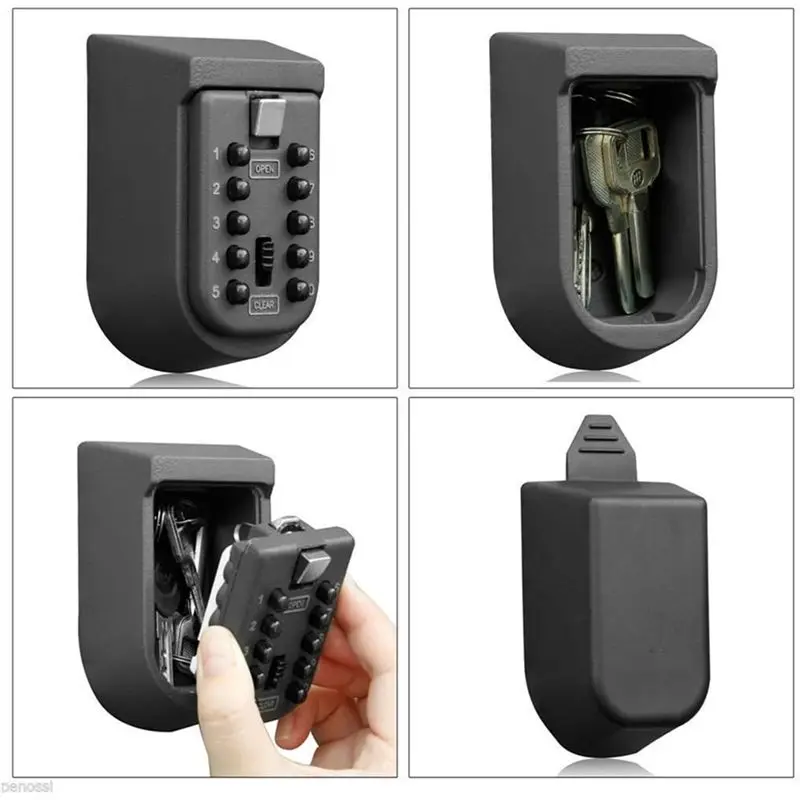 FULL-Wall Mounted Push Button Combination Key Lock Box Indoor Outdoor Security Storage Lock Box