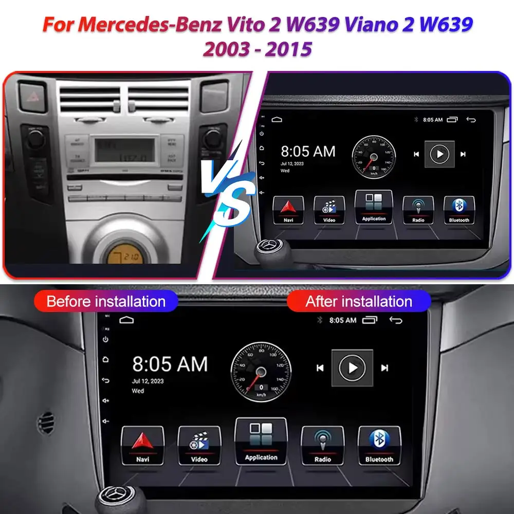 Android Car Dvd 14 For Mercedes-Benz Vito 2 W639 Viano 2 W639 2003 - 2015 Touch Screen Multimedia Player GPS Navigation Dash Cam