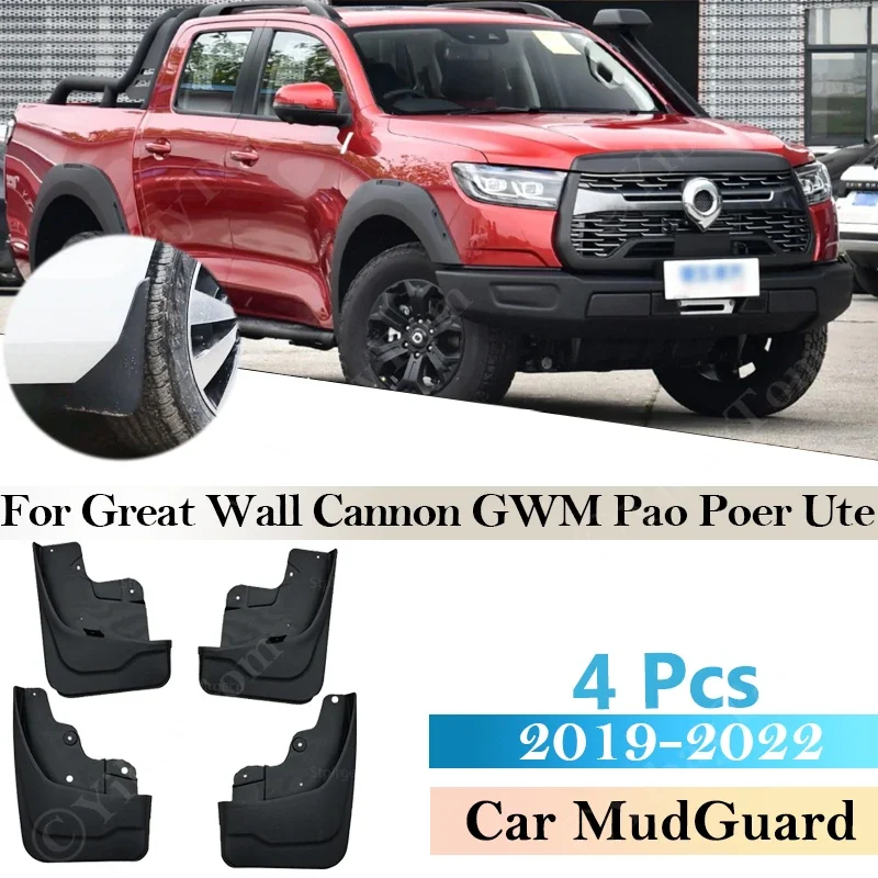 Guardabarros protectores contra salpicaduras guardabarros delanteros o traseros accesorios para coche guardabarros para Great Wall Cannon GWM Pao Poer Ute 4x4 2019 - 2022