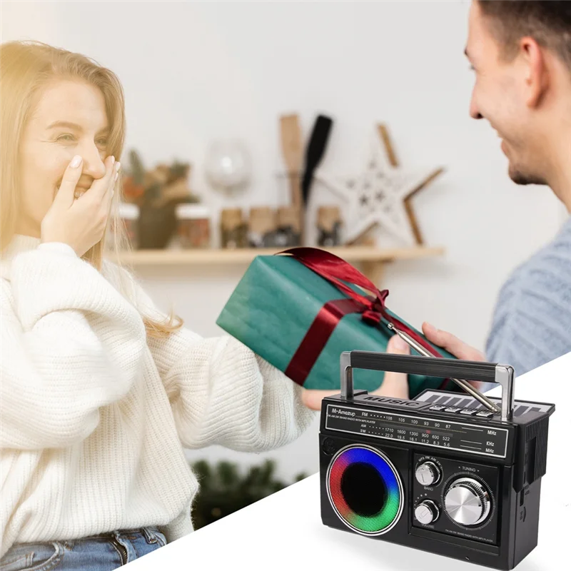 

Многофункциональное солнечное ретро-радио, уличное аварийное Bluetooth FM AM-радиоплеер, радио для предотвращения катастрофа с освещением