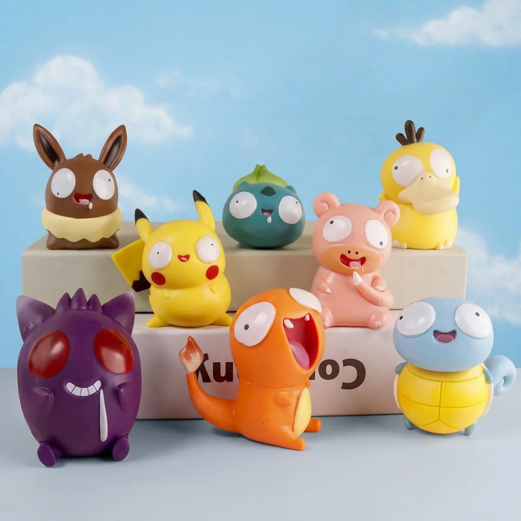 4cm PVC Funny Pokemon Q Version Chibi Figure Set Goofy Anime Game Collection Display Decorative Showpiece Memorabilia Home Gift