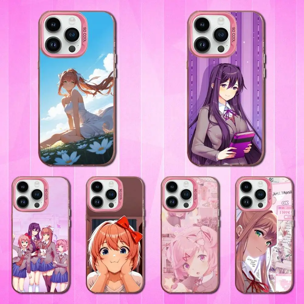 

Doki Doki Literature Club Game Phone Case For iPhone 16,15,14,13,12,11,Mini,Pro,SE,MAX Pink Matte Silicone Cover
