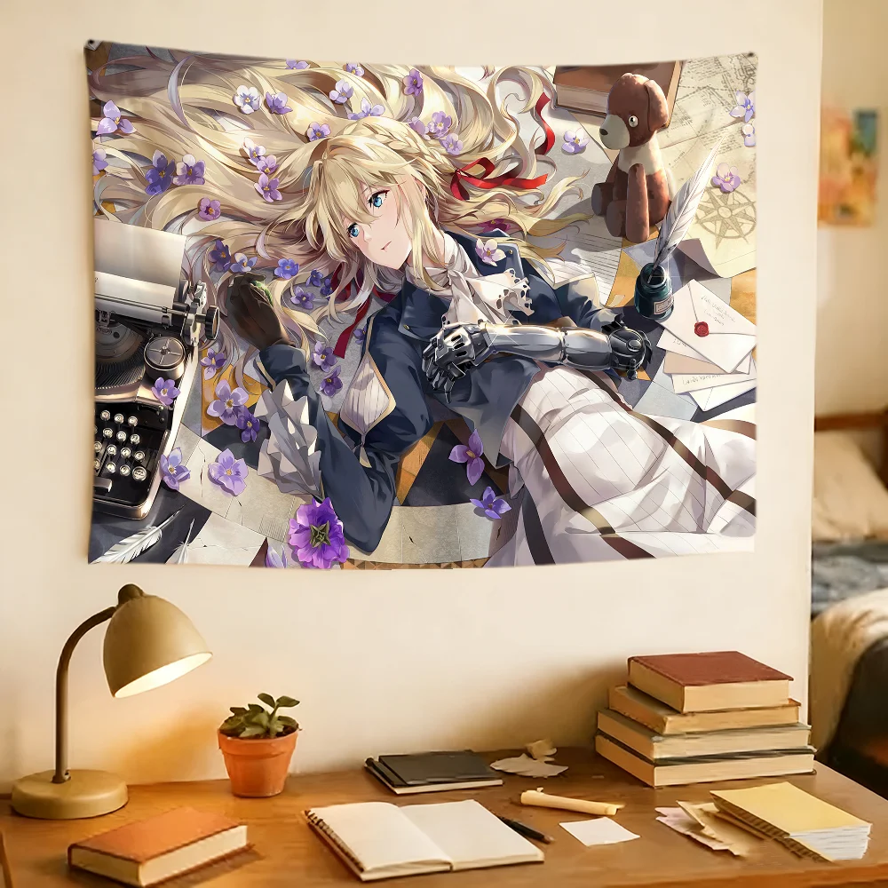 V-violet-t Anime cute E-evergarden-n flag Durable Outdoor Indoor Patio Festive Decoration Classic Design Pole Wall Room Banner