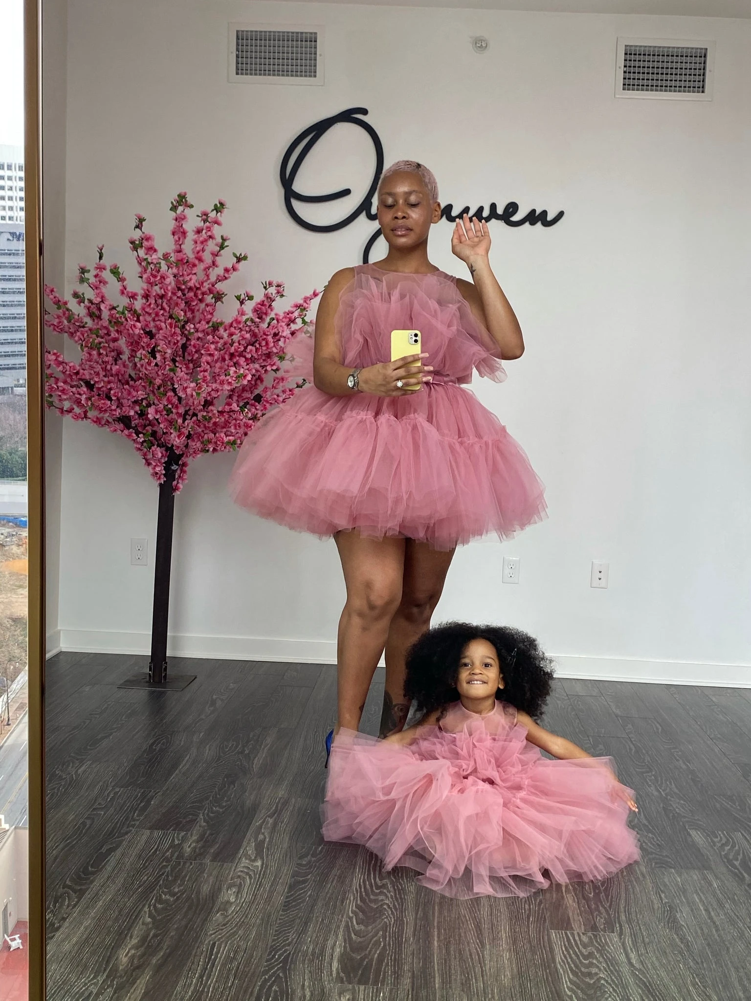 Extra Puffy Mother And Me Tulle Matching Dresses For Baby First   Birthday Party Mini Length Strapless Mom And Daugher Tutu Gown