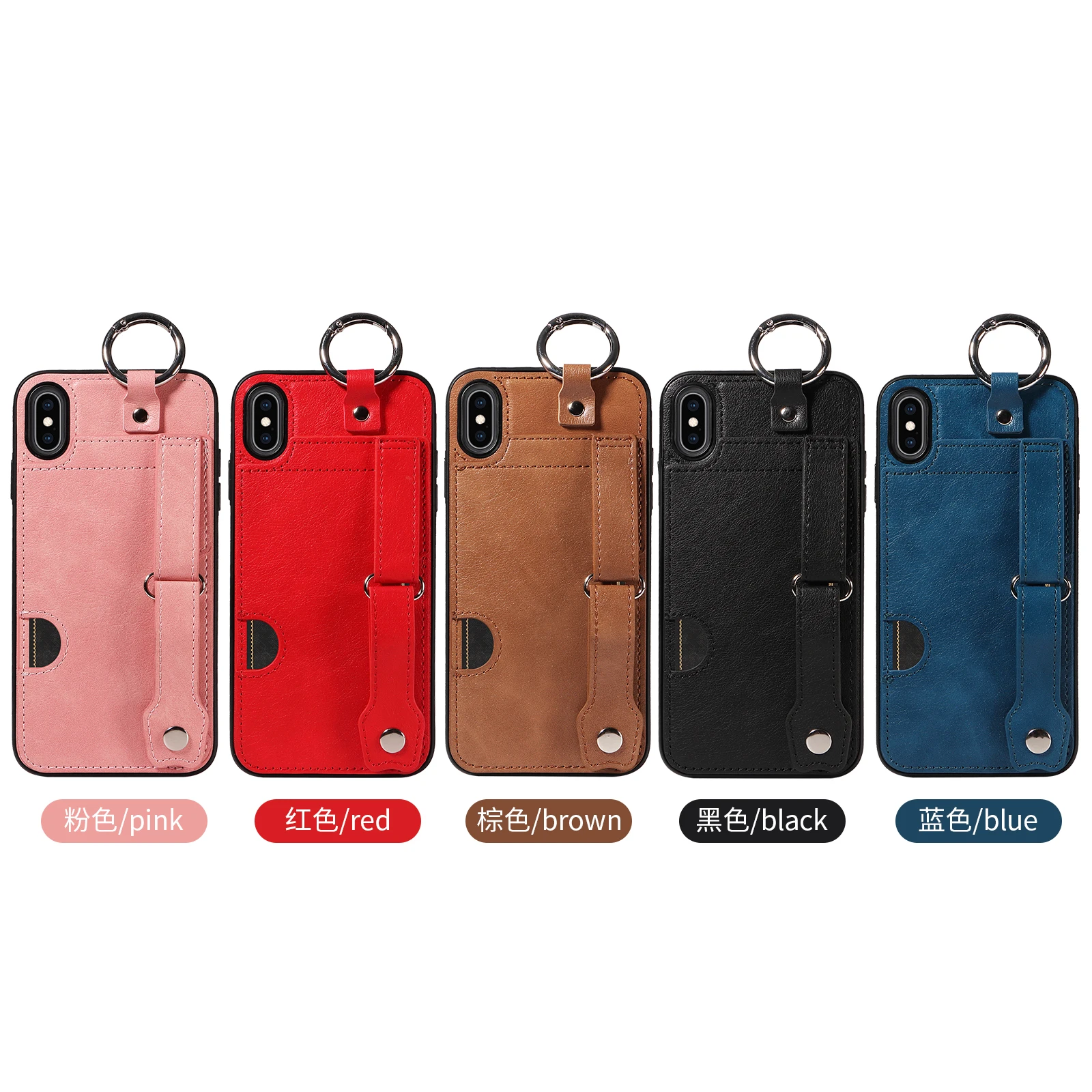 

Phone Case IPhone X/XS/XR/XS MAX Series Made Of Premium Leather With Built-in Card Slot Wrist Strap Finger Buckle