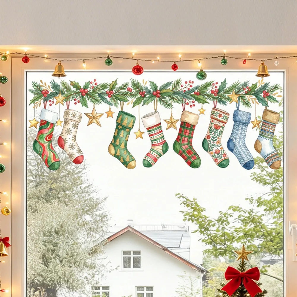 Christmas Decorations, Socks Static Electricity, Glass Door Stickers Cabinets Windows Stickers