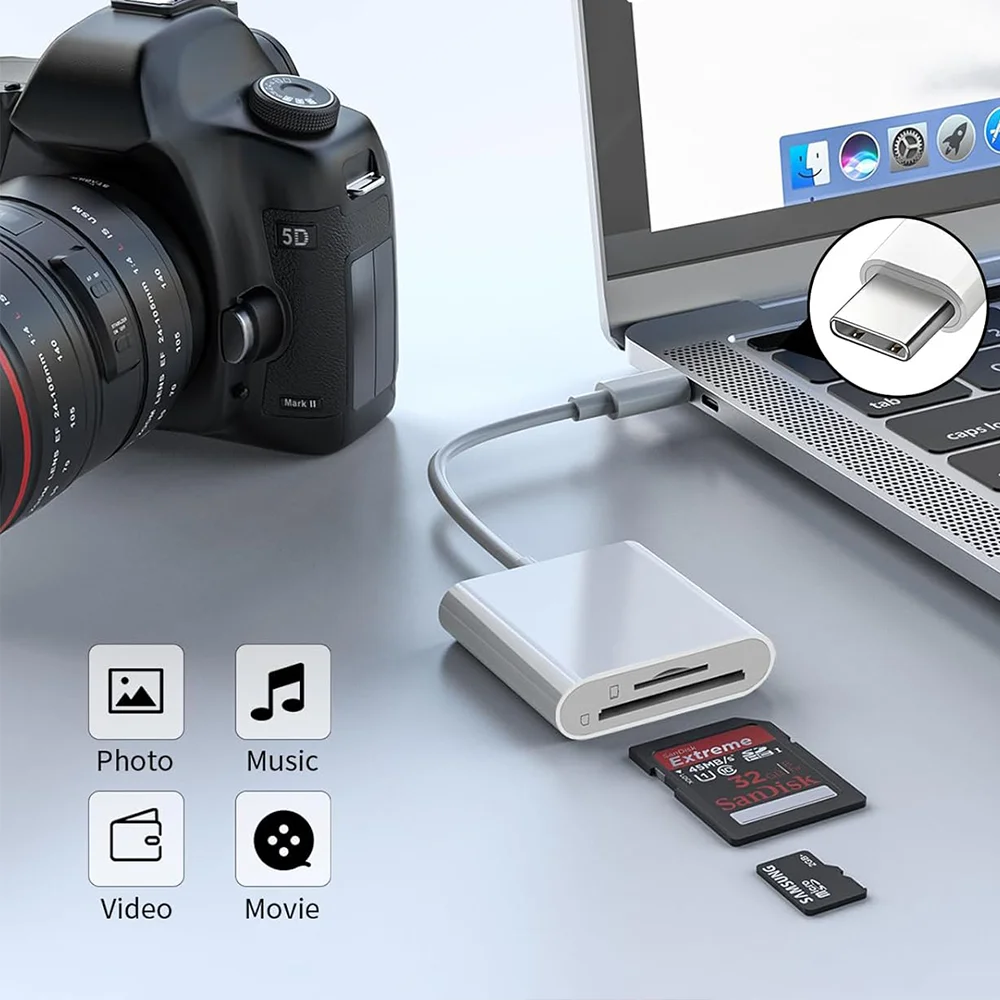 قارئ بطاقات OTG 2 في 1 من النوع C محول بطاقة ذاكرة SD/TF لأجهزة الكمبيوتر المحمول iPhone 15/16/17 - قارئ بطاقات ذكي متعدد لا يتطلب تطبيق #4