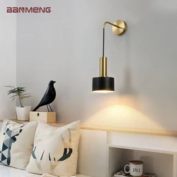 Nordic nowoczesna lampa ścienna E27 LED kinkiet światło złoto czarne oświetlenie wewnętrzne home decor kuchnia sypialnia salon nocna udekoruj