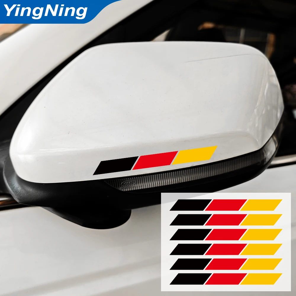 

6pcs German Flag Car Sticker Germany Stripe Vinyl Decal Waterproof for VW BMW Audi Mercedes Benz Mirror B-Pillar Body Decor
