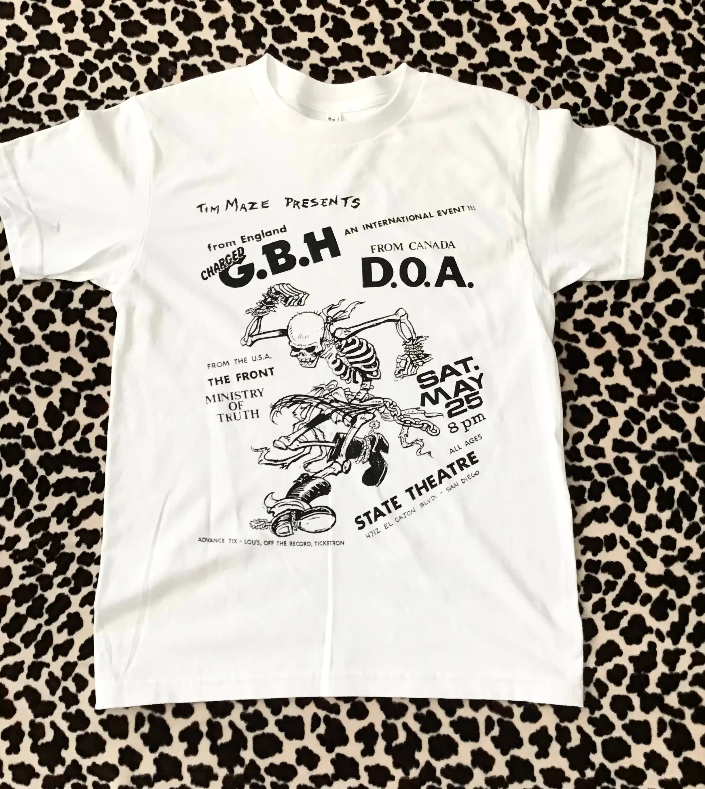 GBH DOA Vintage 1980's Punk Rock Flyer T Shirt