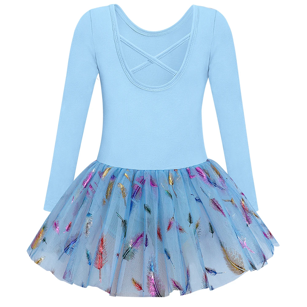 Ballet Leotards for Girls Dance Skirted Leotard Kids Ballet Tutu Dress Toddler Crisscross Back Long Sleeve Dancewear