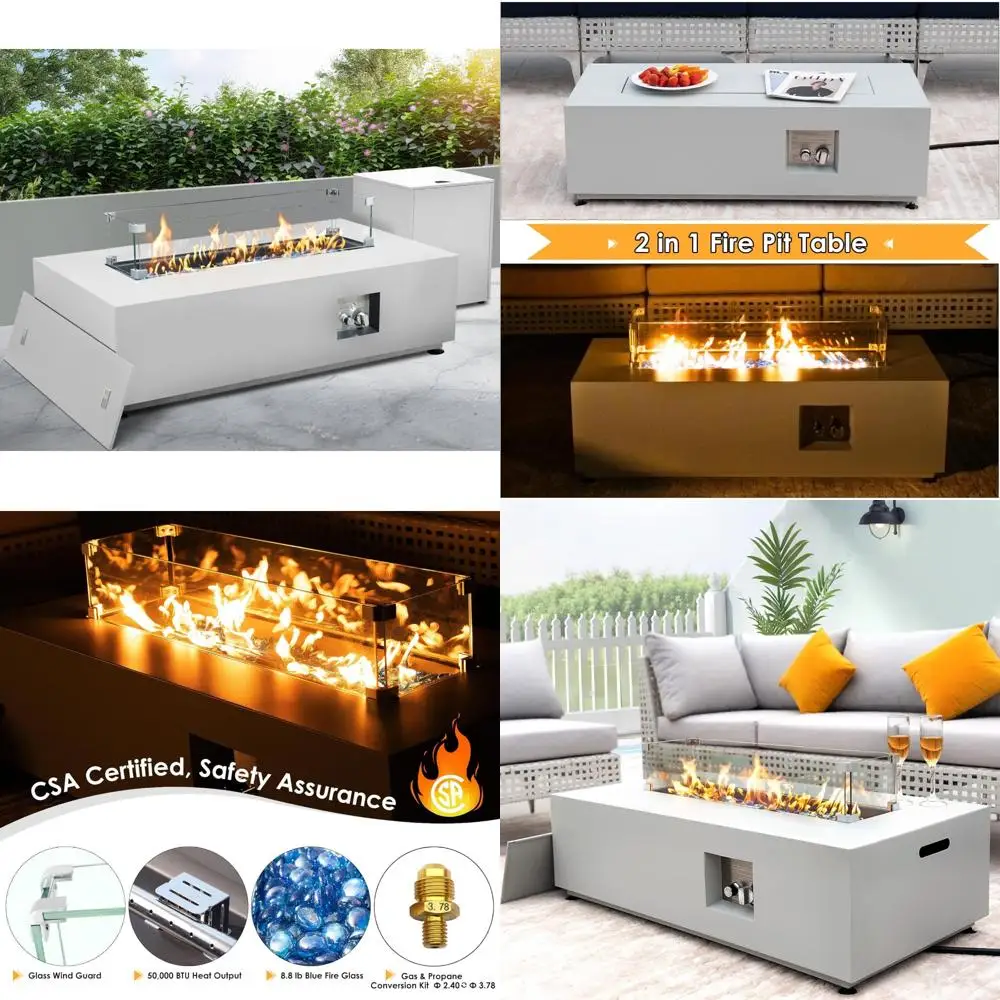 

Современный уличный прямоугольный стол для костра, камин для патио 42, стол-бак, низкопрофильный камин на 50 000 БТЕ