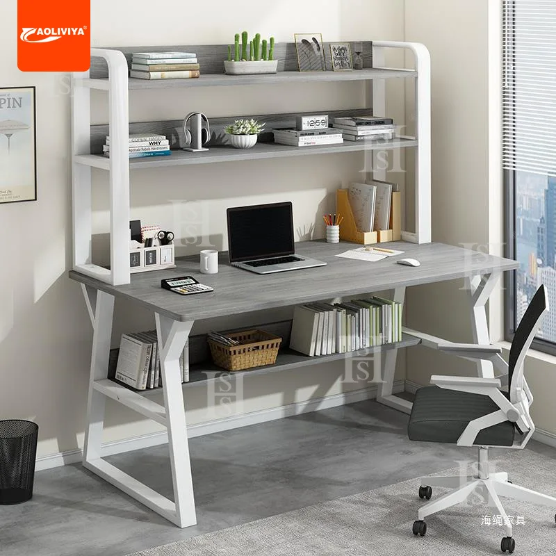 Aoliviya Desk Bookshelf Integrated Desktop Computer Desk Modern Simple Home Student Study Table Junior High School Student Writi