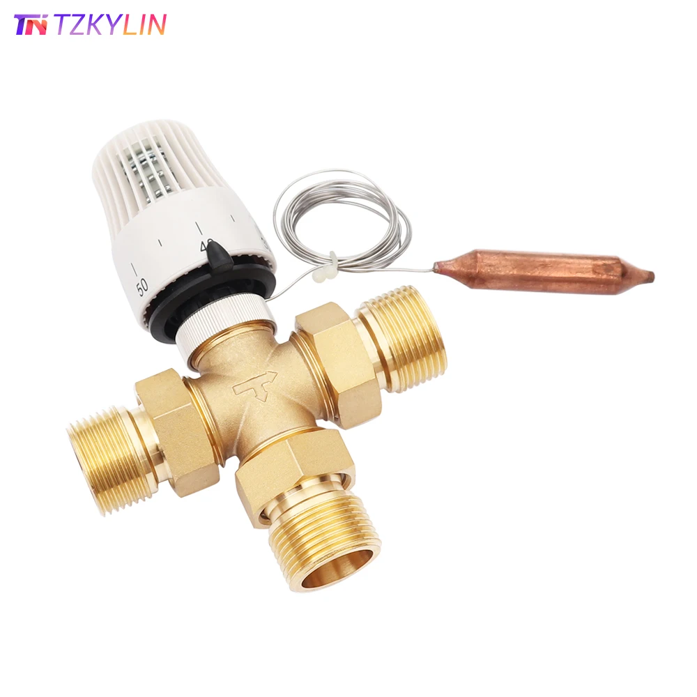 Three way mixing valve with thermostatic capillary remote sensor  Setting range 30-70 °C