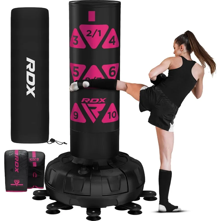 

Отдельностоящая боксерская груша XXL 330 фунтов с крышкой, перчатки, 72 комплекта груши для ударов на тяжелом подставке для взрослых — 17 присосок, 8 расширенных