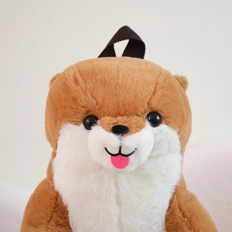 Simulation Otter Backpack Plush Toys Soft Stuffed Cartoon Doll Lutra Animal Toy Creative Gift for Children Kids Girls