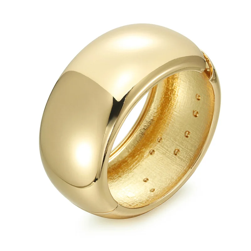 XIALUOKE Vintage Fashion Style Wide Face Round Smooth Surface Metal Cuff Bracelet For Women Personality Wrist Jewelry