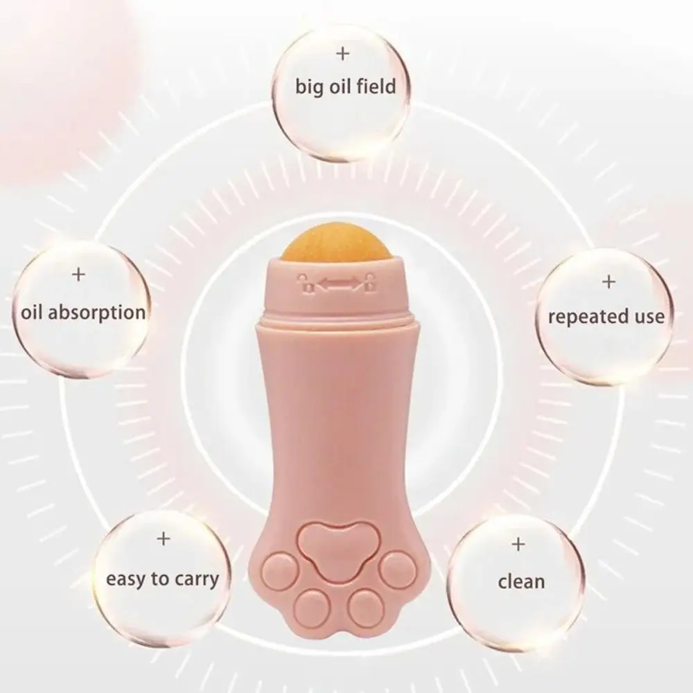 Cat Paw Volcanic Stone Oil Absorber, Makeup Tool, Óleo Facial Removível, Rose Stone, Ferramentas de Cuidados com a Pele, Face Oil Absorbing Roller, Novo