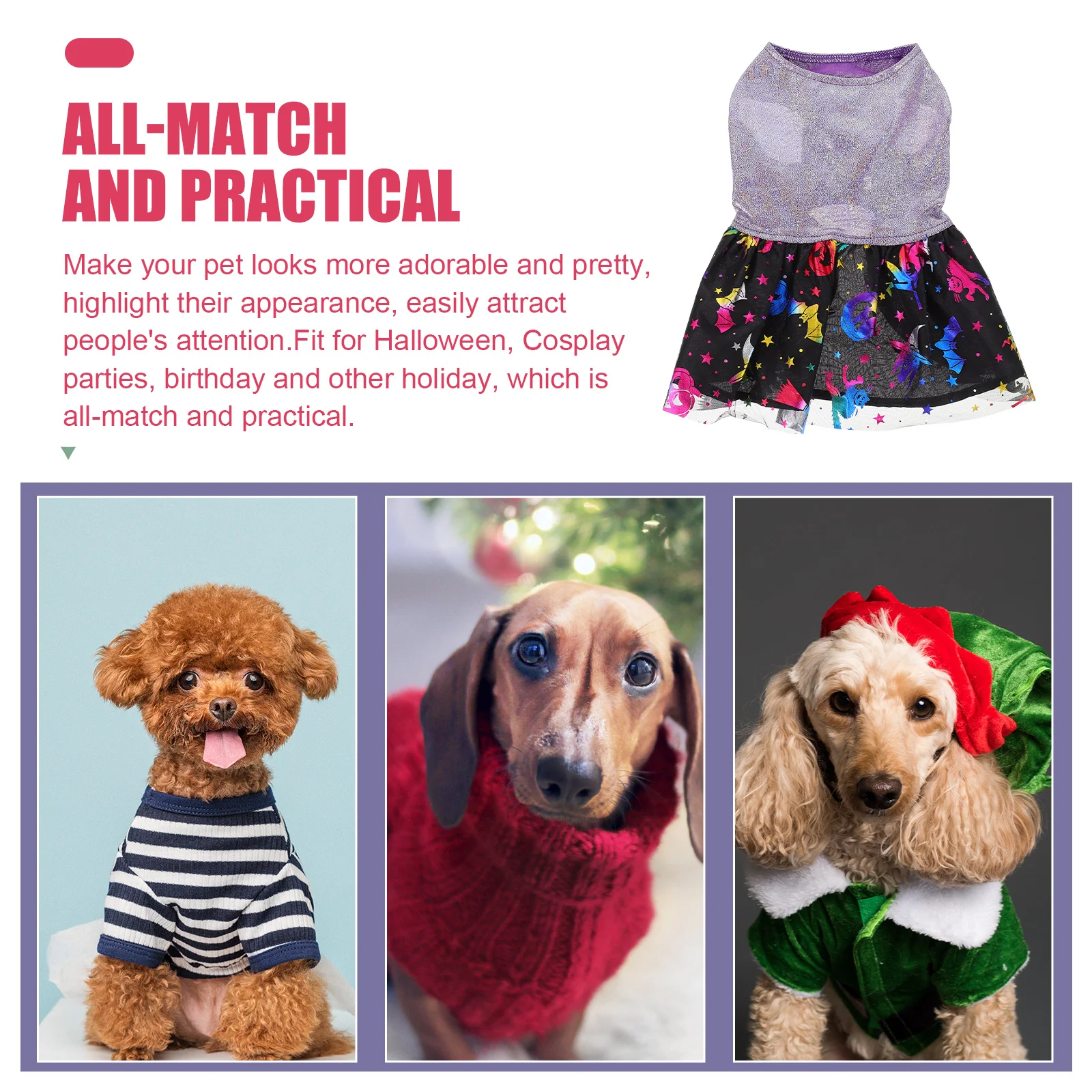 

Pet Dog Clothing Decorative Dress Party Puppy Spiderweb Printing Cosplay Polyester Halloween Themed Skirt