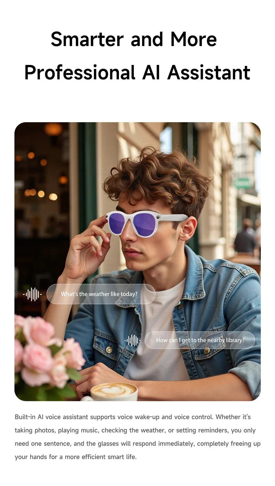 OnePlus 8KHD Smart-Brille 1200W Pixel Kamera Bildaufnahme KI-Übersetzung Konversationsaufzeichnung Musik Smart-Brille 2026 Neu – Detail 6