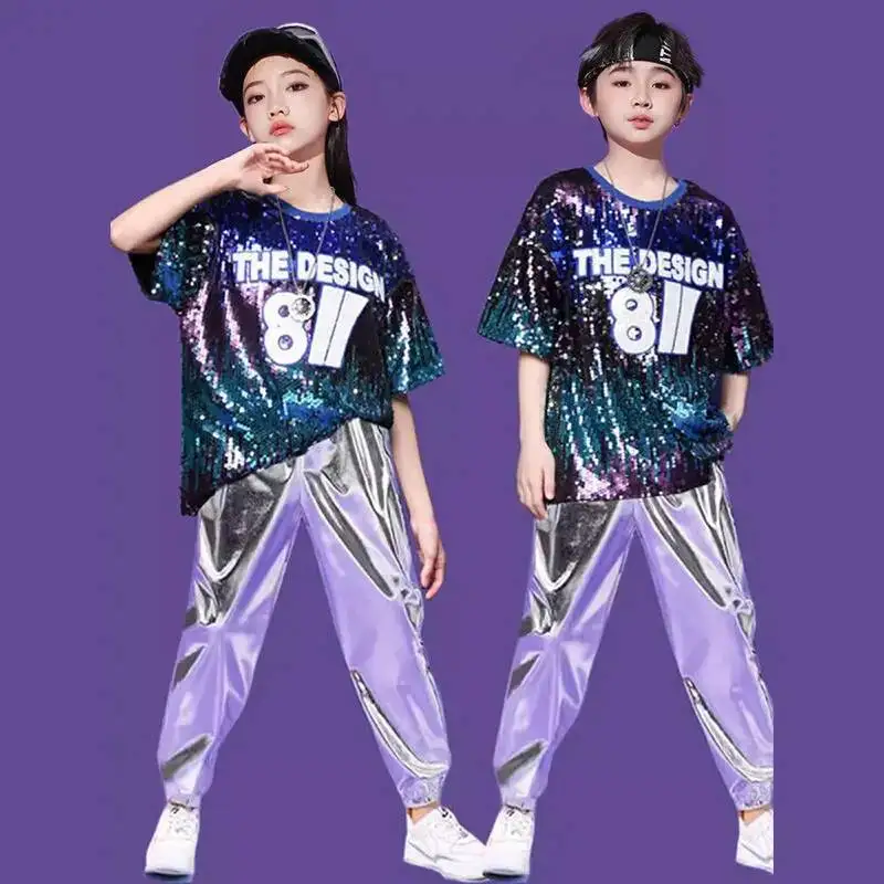 Children's shelves drums Cheerleading costumes Children's Jazz hip-hop costumes studio model catwalk host fashion sequined suit