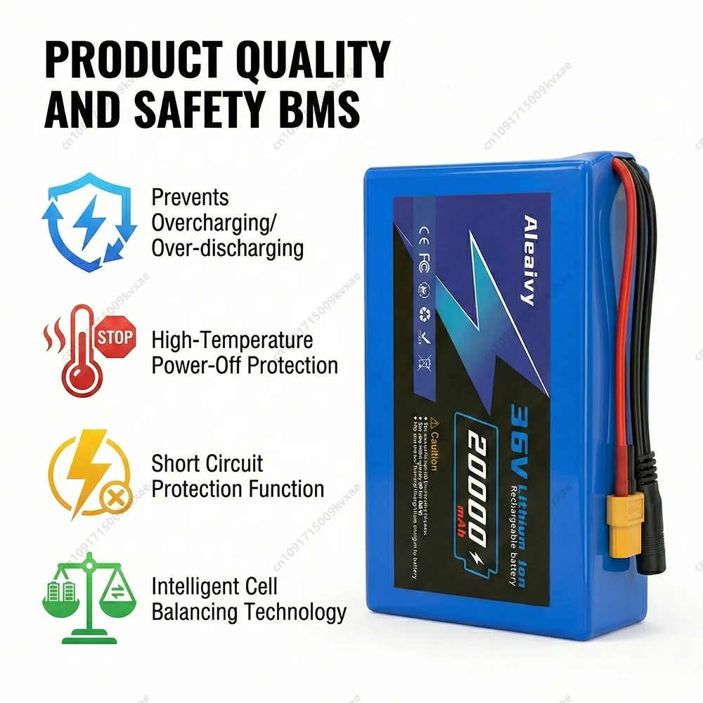 36V 20Ah Lithium Battery 10S4P 18650 Pack For Electric Scooter Balance Bike 350W 500W Motor High Capacity Rechargeable With BMS view 3