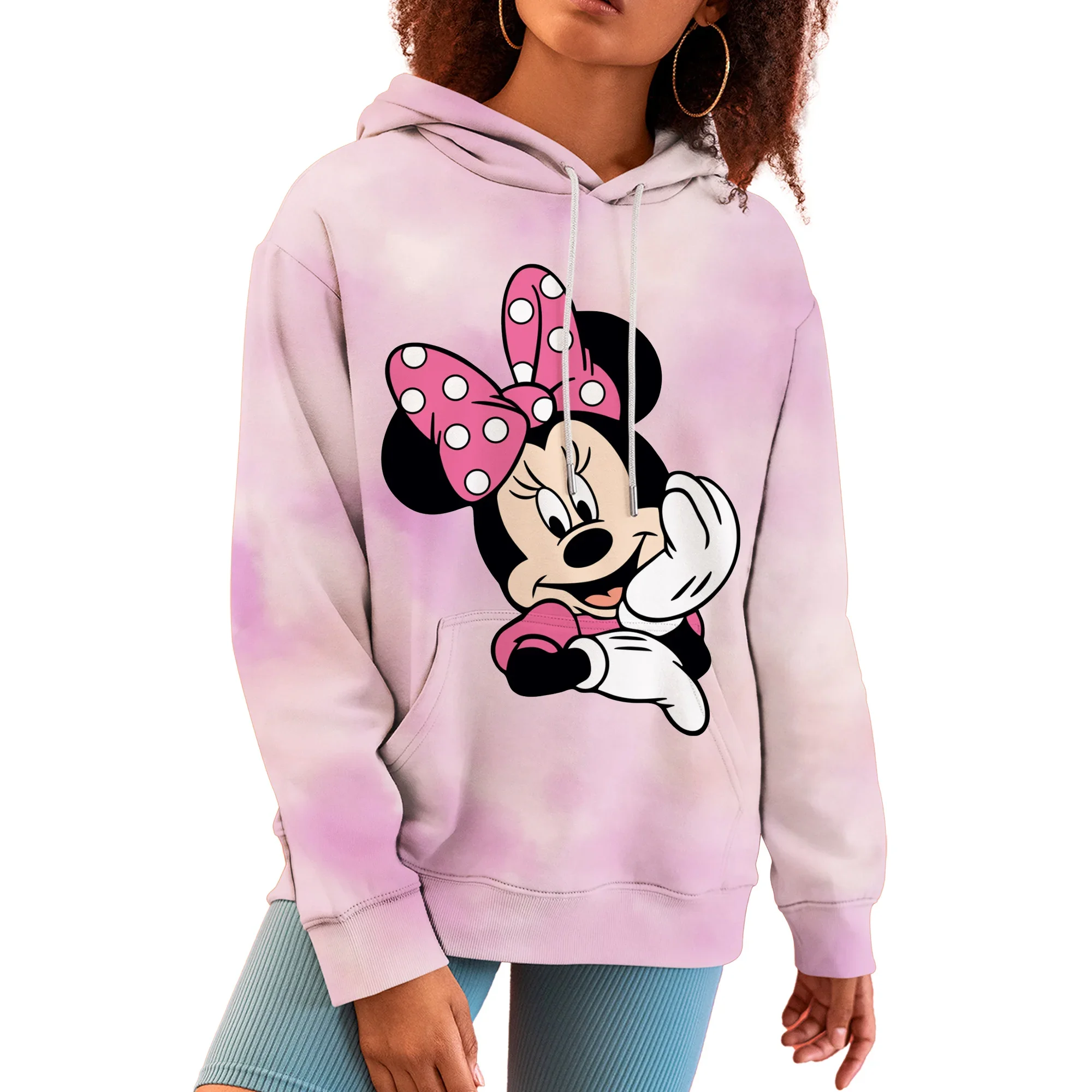 Fashionable and cute Disney's Mickey and Minne Cartoon Anime periphery Women's Hoodie Autumn and Winter Couple's clothing hoodie