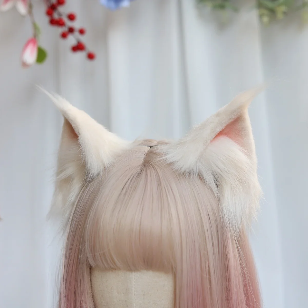 Anime Custom Handmade Cosplay Accessories White Yellow Cat Fox Ears Hair Hoop Headband Tail For Game Party Halloween Cos Prop